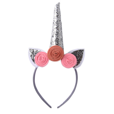 

Children Designer Headbands Girls Brand Hair Sticks with Horn and Flowers 2020 New Fashion Style Novel Style Party Play Hot Selling New, Blue