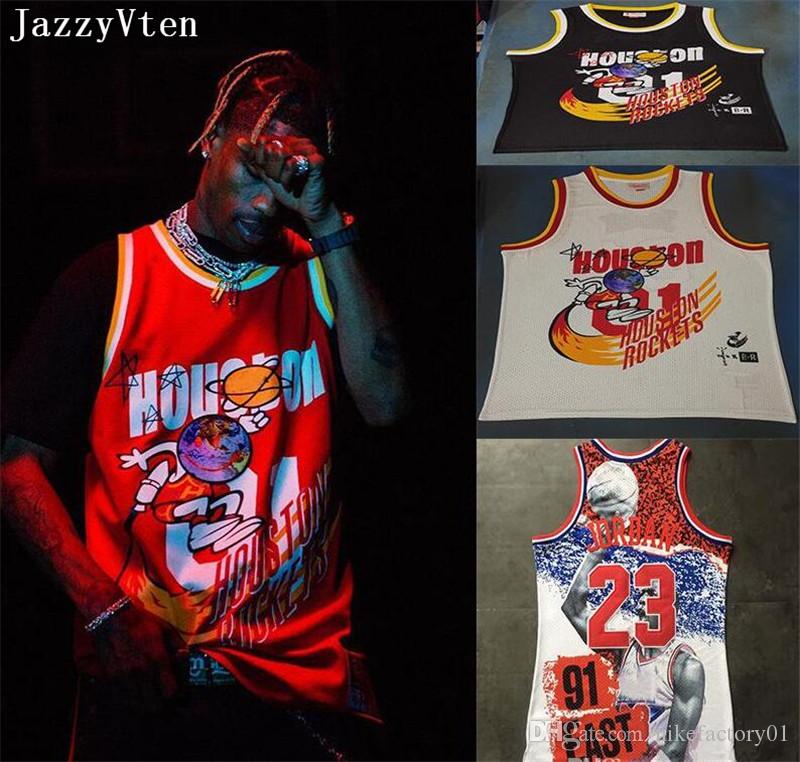 

brand Travis Scott X BR X MN 01 Jack Report Basketball Jersey men hiphop street jerseys shirts top quality, Red
