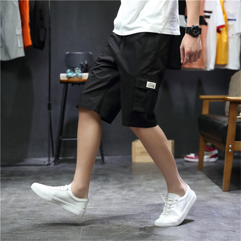 

Summer Casual Shorts for Men Breathable Soft Fashion Male Solid Beach Short Pants with Pocket Running Walking Bermuda Masculina, Black