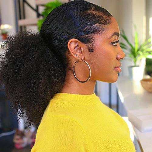

African Afro Short Kinky Curly Wrap Drawstring Puff Ponytail Bun Extension 100% Brazlian Human Hair Large Round Ponytail hairpieces