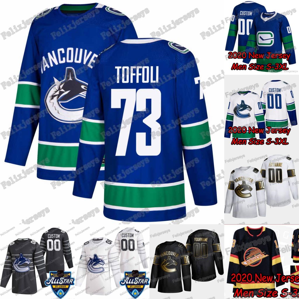 

73 Tyler Toffoli 2020 All Star Vancouver Canucks Brock Boeser Elias Pettersson Bo Horvat J.T Miller Tanner Pearson Quinn Hughes Edler Jersey, Black;red