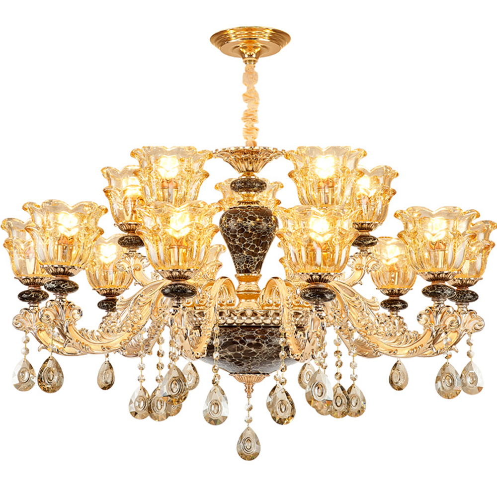 European Living Room Chandeliers Luxury Atmosphere Home Ceramic Pendant Lamps Hall Restaurant Simple Light Hotel Crystal Chandelier Lighting-image-530449619