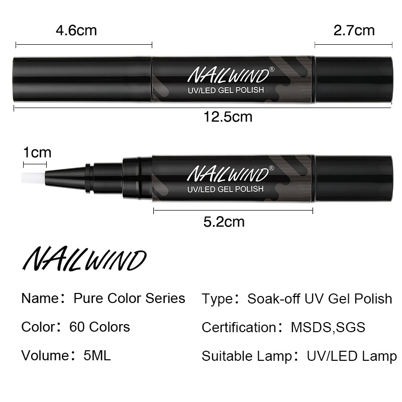 

Hot 1 Pcs Nail Polish Gel Pen Solid Color DIY Art Portable Long Lasting Non-toxic Makeup SJ66, As show