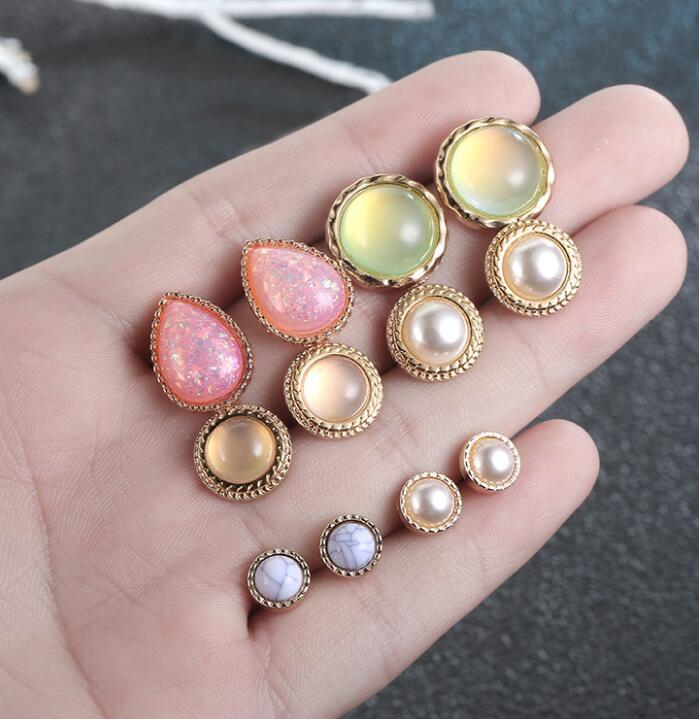 

2019 The Oval Shape Stud Earrings 12 Pairs In Set With Card Bulk Earring Round Square Fashion Earring for Women Girls