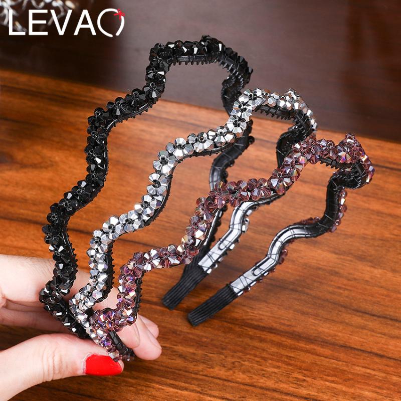 

Levao New Shiny Luxury Rhinestone Hair Band Headband Bezel New Diamond Hair Hoop Crystal hairbands Womens Accessories