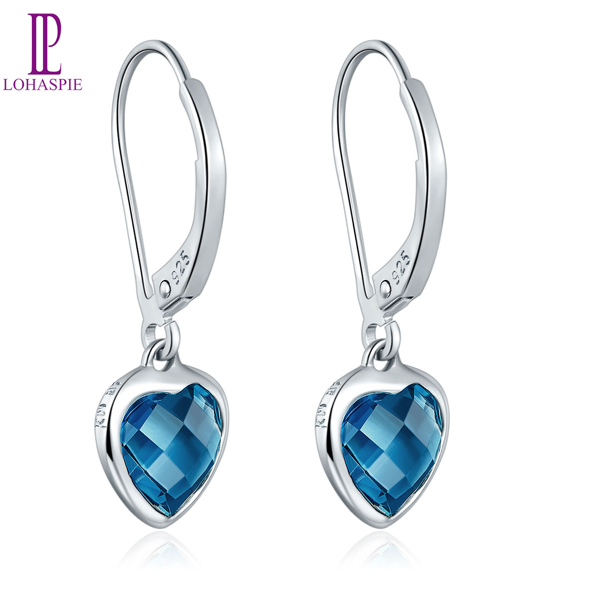 925 Silver Earrings Sea Blue Vintage Topaz Dangle Drop Hook Women Jewelry Gift