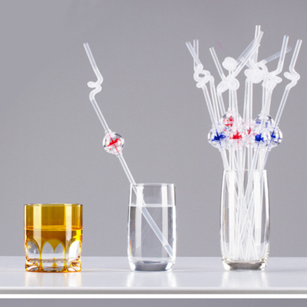 

Creative cute fun windmill shape retractable curved straws long art DIY hard straw random color kettle accessories **D