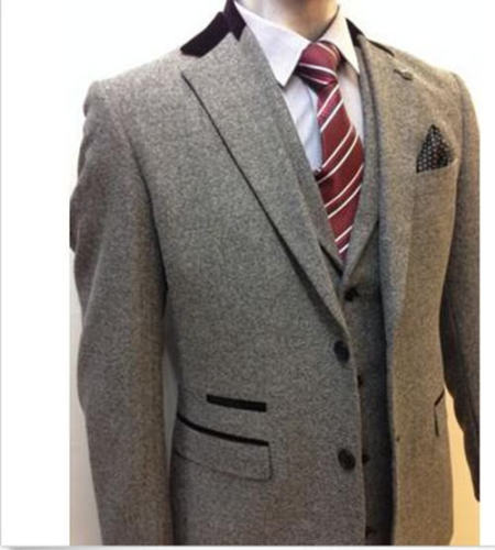 

Latest Design Winter Patchwork Men Suits Slim Fit Fashion Tuxedo Custom Style Suits Groom Prom Blazer Masculino 3 Pieces, Black