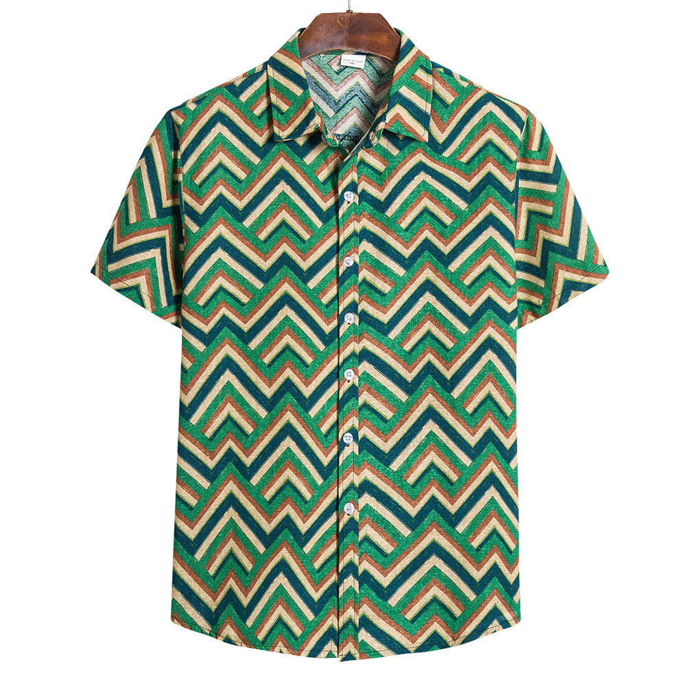 

Mens Designer Casual Shirts Beach Hawaiian Shirt Diamond Print Tropical Summer Short Sleeve Men Clothing Cotton Hemp Button Plus Size Shirts, Green