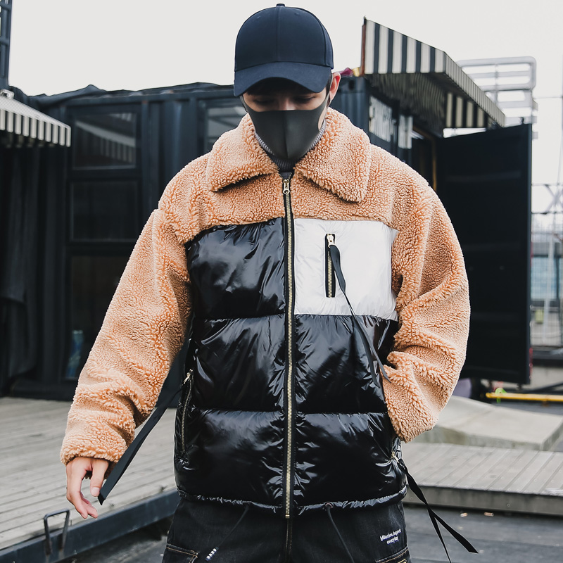 

Winter cotton men' Japanese loose large size thick warm down cotton clothes trend girls couple models jacket youth jacket, Black