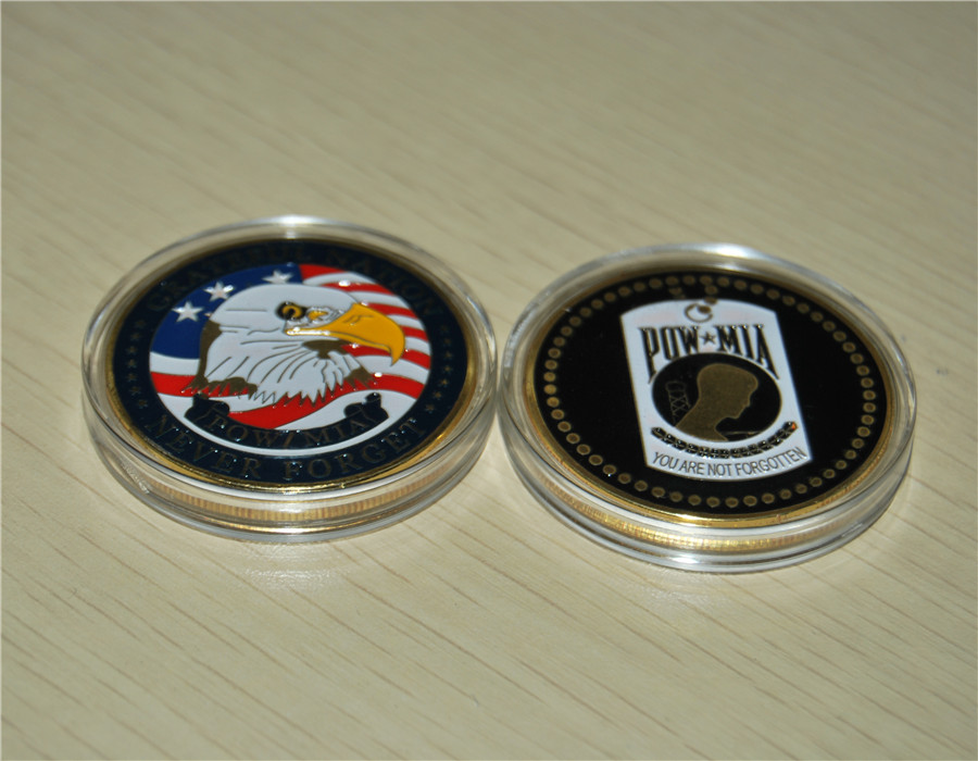 

CHALLENGE COIN FREE CAPSULE SHIPPING POW MIA GREATFUL NATION NOT FORGOTTEN EAGLE