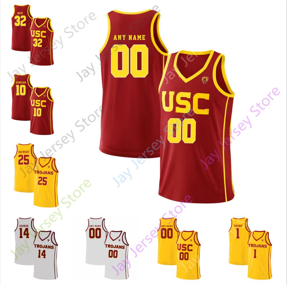 

Custom USC Trojans Basketball Jersey College 5 Nikola Vucevic 32 O.J. Mayo 1 Nick Young, Yellow