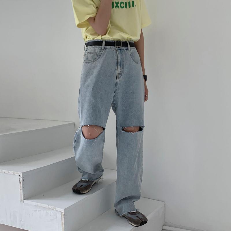 

2020 Summer Men' Fashion Trend Casual Pants Baggy Homme Cargo Pocket Jeans Blue Color Biker Denim Trousers Plus Size -2XL, Deep blue