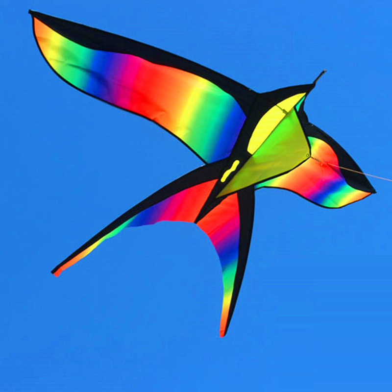172CM Colorful Swallow Beautiful Rainbow Color Bird Kids Kites Easy Control Flying With Handle Line Children Toys Gift-image-533522213