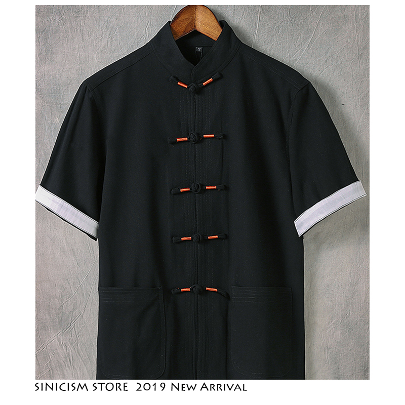 

Sinicism Store Men Buckle Solid Tshirts 2019 Cartoon Cotton Linen Tshirt Mens Chinese Style T-shirt Loose Fashion T Shirts 4XL1, Darkblue