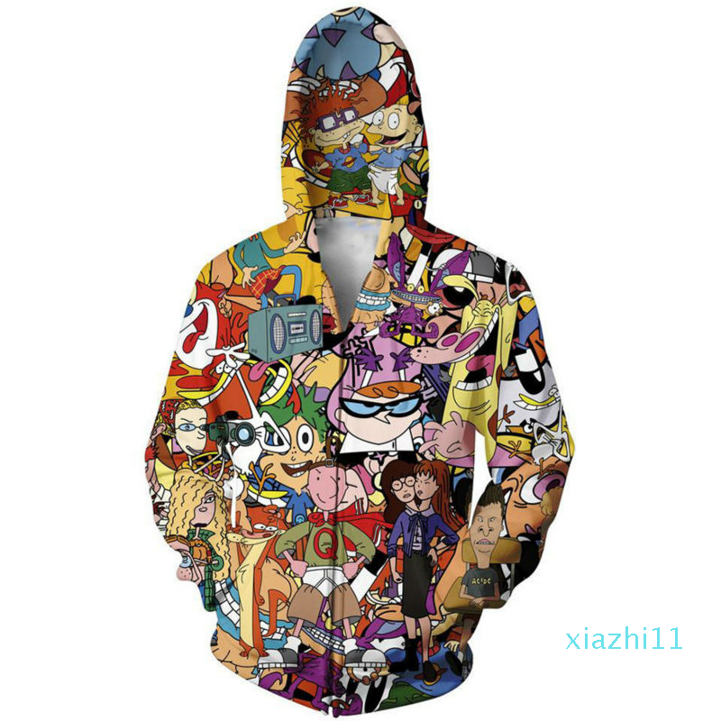 

fashion-Anime Hoodies And Sweatshirt Men New Fashion 3D Print Cartoon Zipper Hoody Hip Hop Hooded Streetwear Leisure Unisex Graphic Tops, Hoodies for men