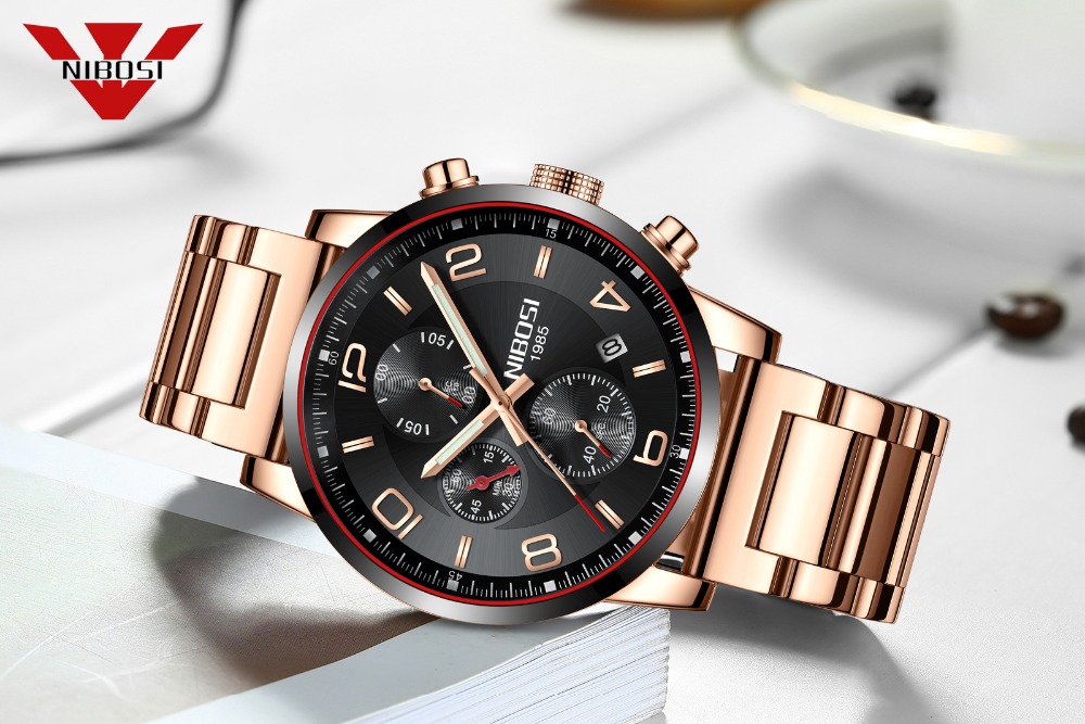 

NIBOSI Watch Men Luxury Brand Men Army Military Watches Men Quartz Clock Man Sports Wrist Watch Relogio Masculino Wristwatch, Slivery;brown