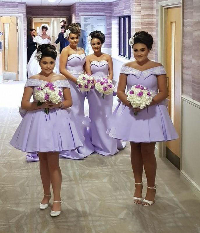 Lavender Bridesmaid Dresses Knee Length Floor length Summer Garden Countryside Wedding Party Maid of Honor Gowns Plus Size Custom Made