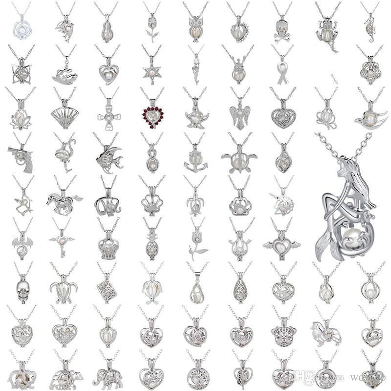 

Pearl Cage Pendant Necklace Love Wish Natural Pearl With Oyster Pearl Mix Design Fashion Hollow Locket Clavicle Chain Diffuser Necklace