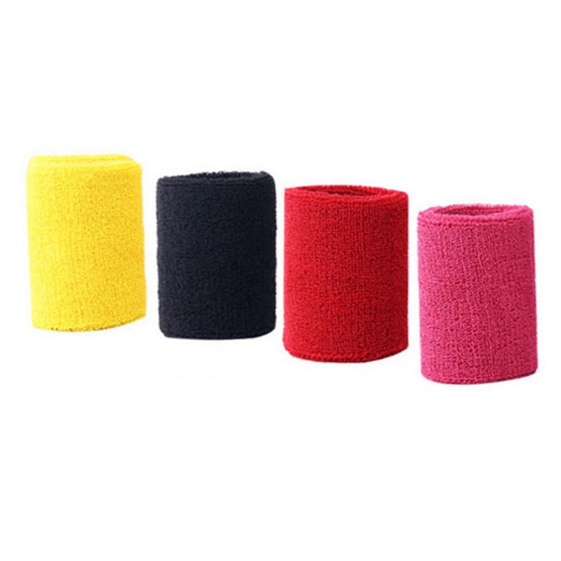 

3 Inch Cotton Sports Wrist Band Sweatband for Basketball Tennis Badminton 4Pcs, Random