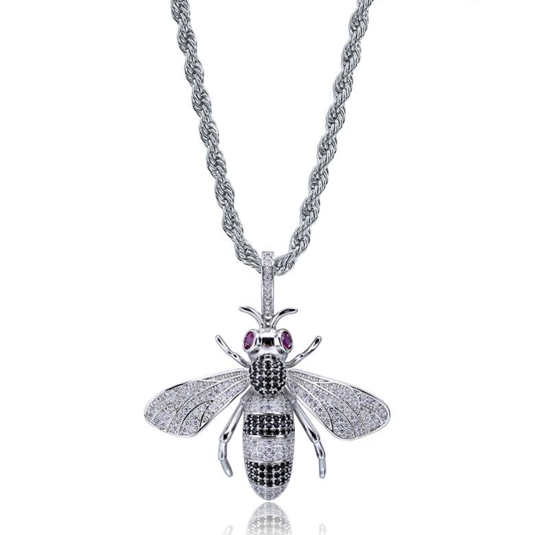 

Hip Hop Necklaces Exquisite Fashion 18K Gold Plated Honey Bee Pendant Necklaces Luxury Zircon Men Necklaces Jewelry