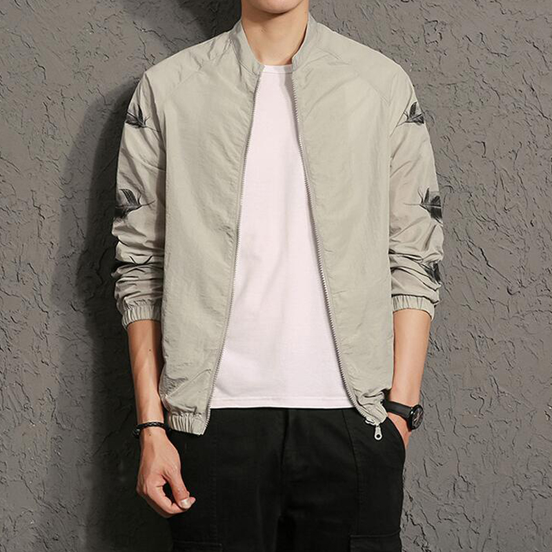 

Hot Sale New Men's Bomber Jacket Coat Colored Feathers Mens Hip Jacket Men Windbreaker 5 Colors, Black