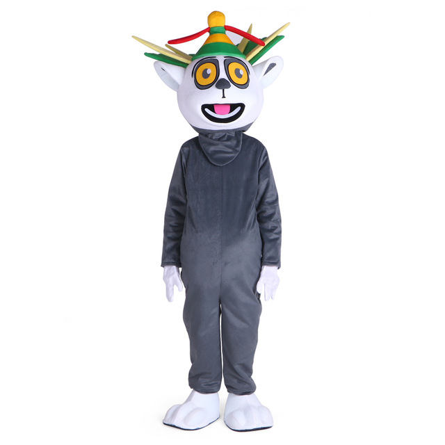 

Halloween Madagascar King Mascot Costume High Quality Cartoon Julian Lemur Lemuroid Anime theme character Christmas Carnival Fancy Costumes, As show