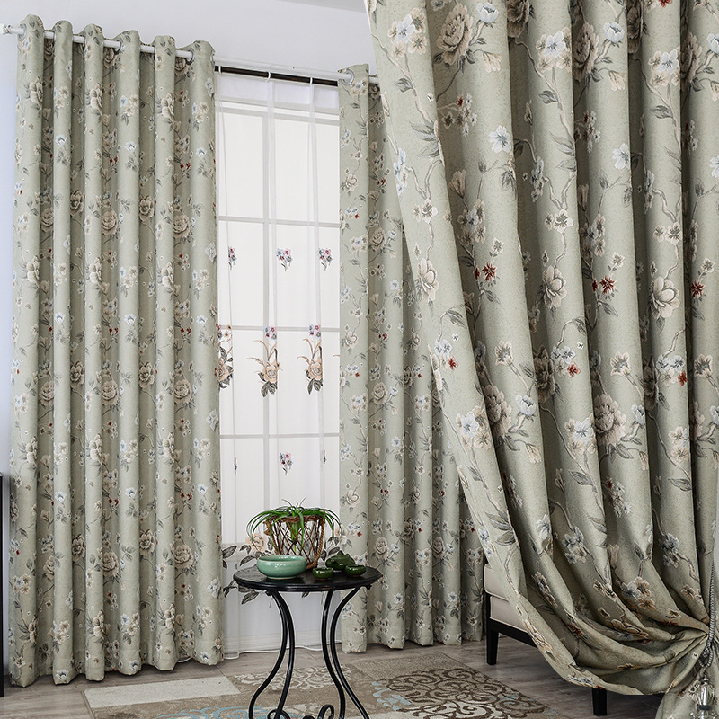 

Modern Pastoral Embossing and Fresh Snow Neill with High Light-shading Curtains for Living Dining Room Bedroom, Blue curtain