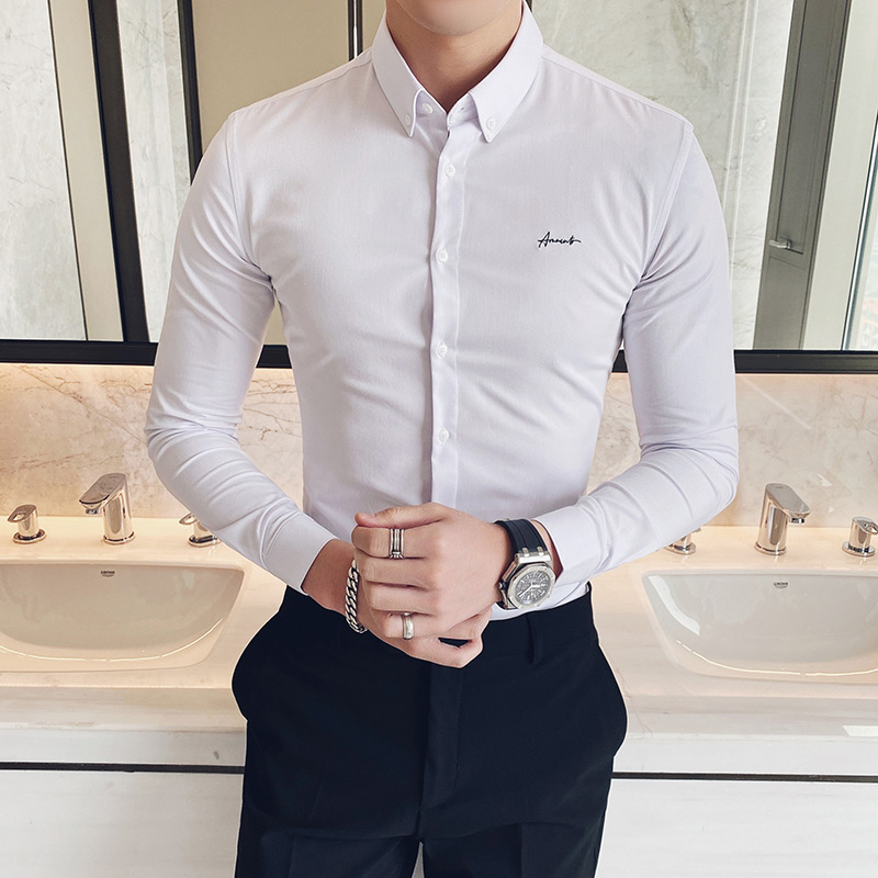 Quality Shirt Men Dress Shirts Spring Long Sleeve Casual Shirt Men Wedding White Shirts 2020 New Fashion