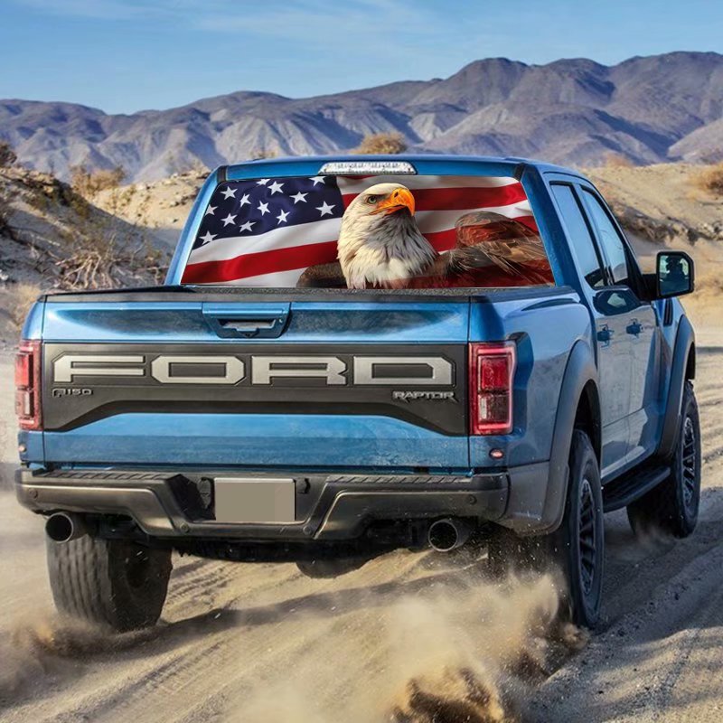 Flag Eagle Pickup Truck Rear Window Decal SUV Car Sticker-image-492793583