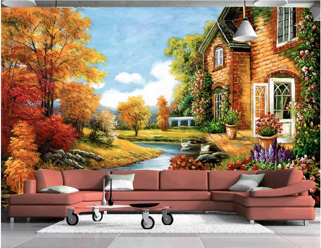 

WDBH 3d wallpaper custom photo European pastoral landscape painting background living room home decor 3d wall murals wallpaper for walls 3 d, Non-woven