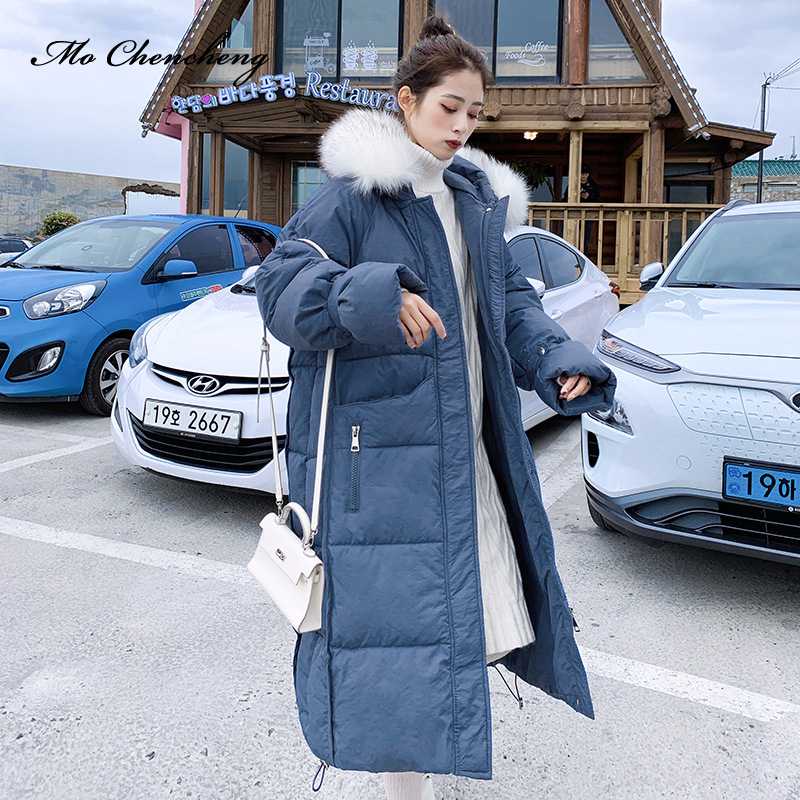 

Women Fashion Jacket Long Down Parka Casual Outwear Basic Jackets Autumn Winter Hooded Fur Coat Outerwear Casaco Feminino Hat, Beige