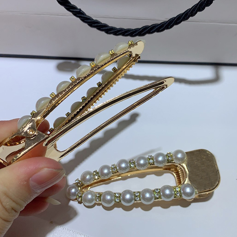 

8X2.8CM Fashion pearl pressure clamp letter hair clip side clip back with stamp ,for ladies collection luxury design jewelry party gift, Golden;silver