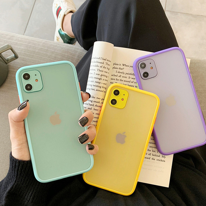 

Mint Hybrid Simple Matte Bumper Phone Case for Iphone 11 Case Pro Max Xr Xs 6s 8 7 Plus Shockproof Soft Tpu Silicone Clear Cover, Smear green