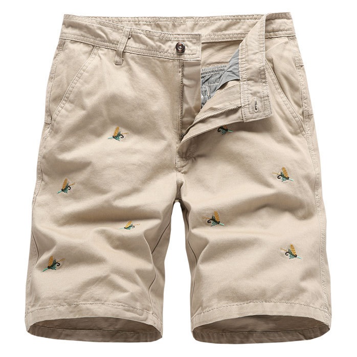 

Mens Casual Shorts Embroidered Patterns Slim Pants for Summer Man Cargo Pant 5 Colors, Black