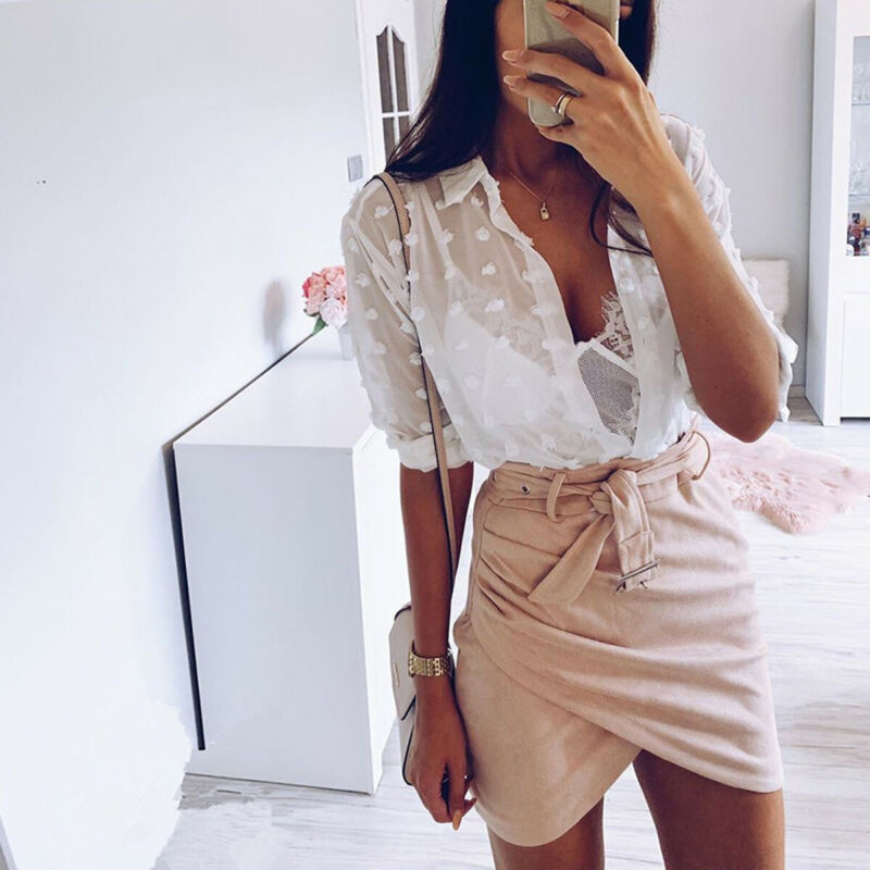 

Casual Women Long Sleeve Button Down Shirt Tops Elegant Blouse Ladies Summer Loose Long Sleeve White Black Solid Color Blouse