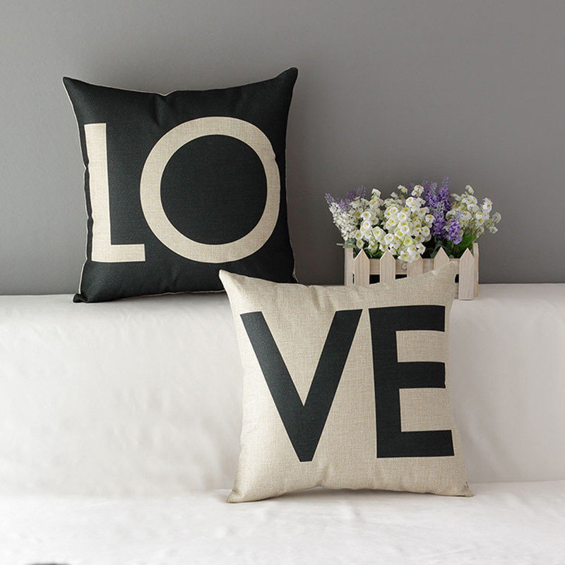

Pillow Cases Home Square Letter LO VE Pillowcase 45*45 Valentine's Day Gift Pillow Covers Decorative Bolster Case Drop Shipping, 1-lo
