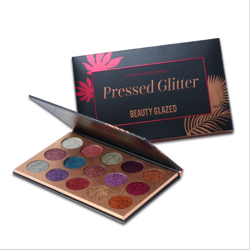 

Beauty Glazed Eye shadows Glitter 15 Color Ultra Pigment Sequined Shimmer Pearlescent Highlighter Makeup Eyeshadow Palette Glitter, Multi
