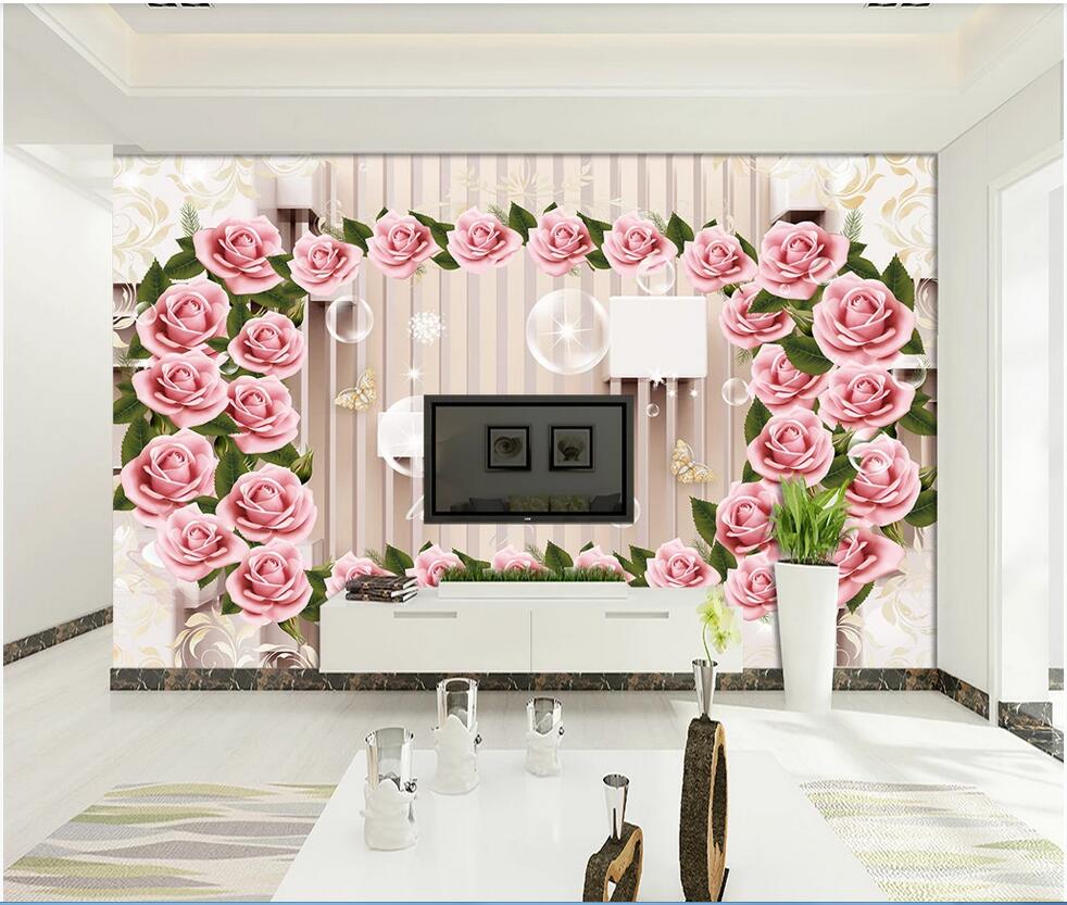 

3D wall covering custom mural wallpaper 3D three-dimensional simple rose flower modern TV background wall home decor wall papers, Black