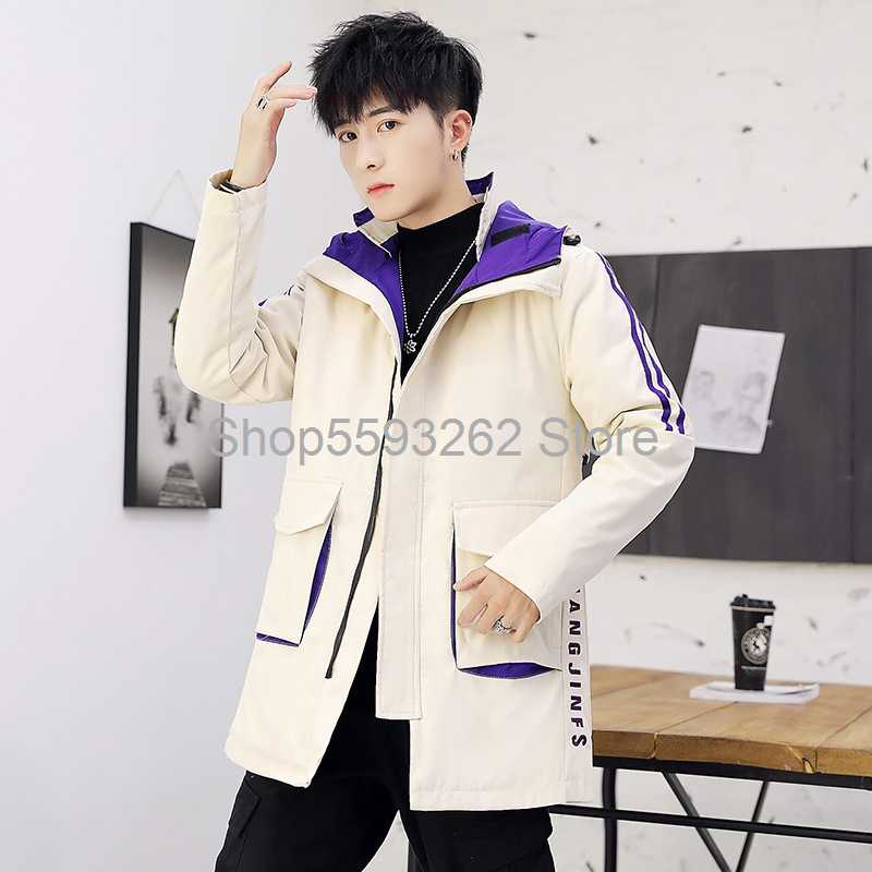 

2020 season men's jacket loose handsome long Youth handsome casual hooded jacket, 703 brick red
