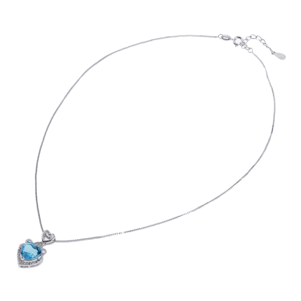 

Elegant Heart Shaped Rhinestone Pendant Necklace Crystal Charm Purple / Blue
