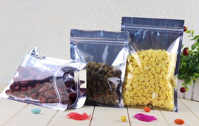 

100 Pcs Clear Aluminum Foil Bag Self Seal Zipper Packing Bag Retail Resealable Baking Packaging Pouch