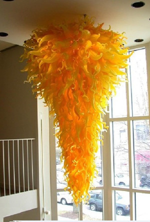 

Lamps Now Trending Yellow Art Chandeliers Lighting Villa Hotel Home Decoration Hand Blown Glass Modern LED Large Chandelier