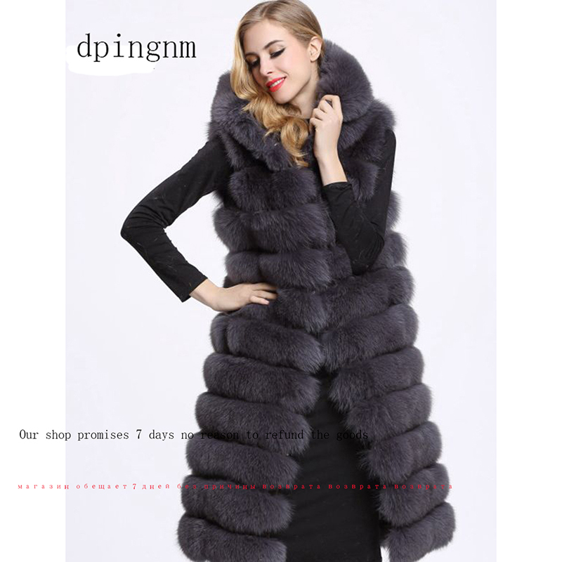

Long Winter Women Luxury Fox Furry Slim Woman Fake Vest Plus Size Faux Fur wj1342 Y200109