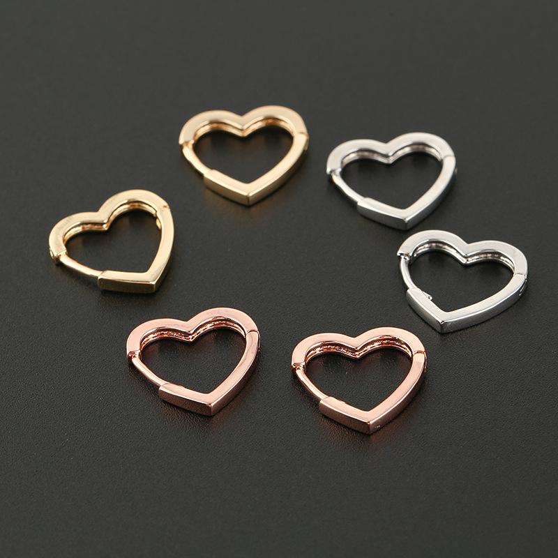 

Hoop & Huggie Heart Love Earring Jewelry Accessories Rose Gold Silver Color Fashion Women Earrings Pendientes