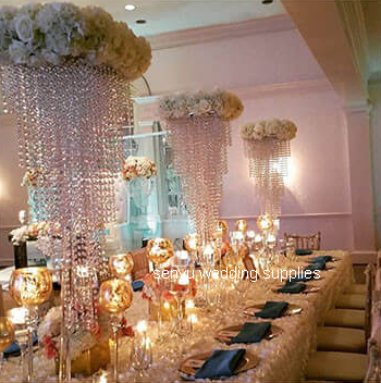 

acrylic crystal beads wedding table centerpiece with flower holder flower stand for events party and banquet decoration sen1075