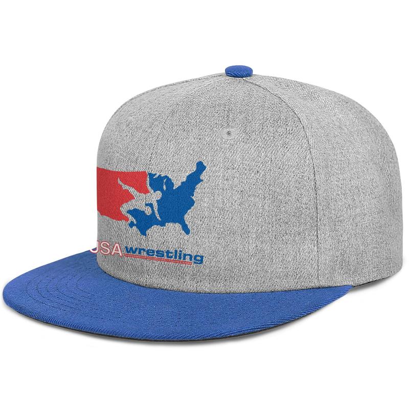 

USA Wrestling Unisex Flat Brim Baseball Cap Cool Running Trucker Hats Old Print Logo America Flag Rick Flair WOO! Funny Meme Gay Pride, Colorname1