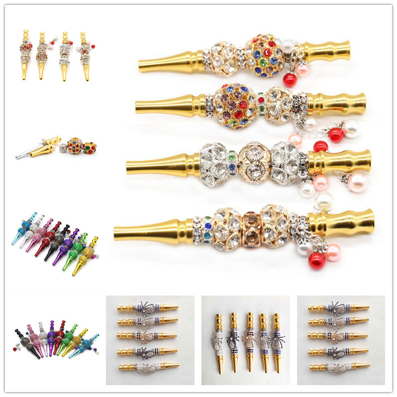 

Handmade metal Hookah Mouthpiece Mouth Tips Pendant Arab Shisha Animal Skull Shaped Filter Inlaid Jewelry Diamond Smoking pipe Tool