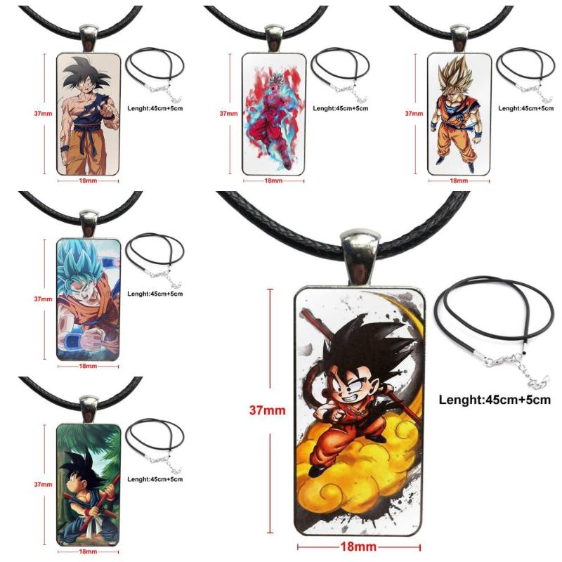 

For Women Girls New Z Son Goku Glass Cabochon Pendant Necklace Rectangle Fashion Necklace