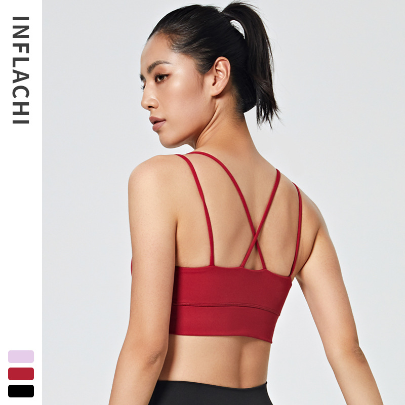 

Beauty Back Sports Underwear Womens Fitness Running Outer Wear Yoga Suit Vest Style -resistant Bra Sexy Cross /30, Red